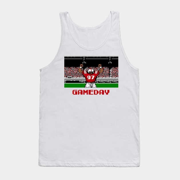 Red and White Football Gameday Retro 8 Bit Linebacker Tank Top by SLAG_Creative